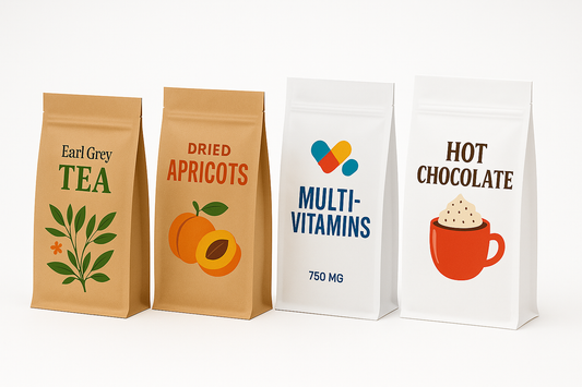 LED Printed Kraft Paper Side Gusset Pouches